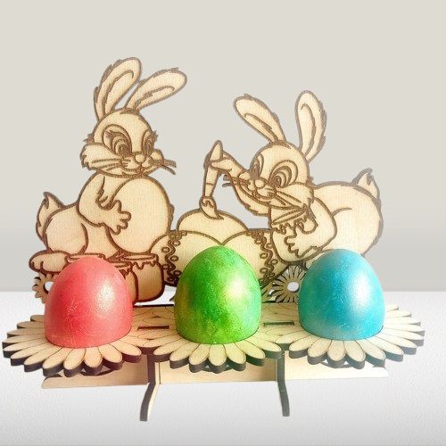 Laser Cut Easter Egg Stand With Bunnies