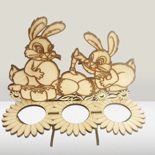 Laser Cut Easter Egg Stand With Bunnies