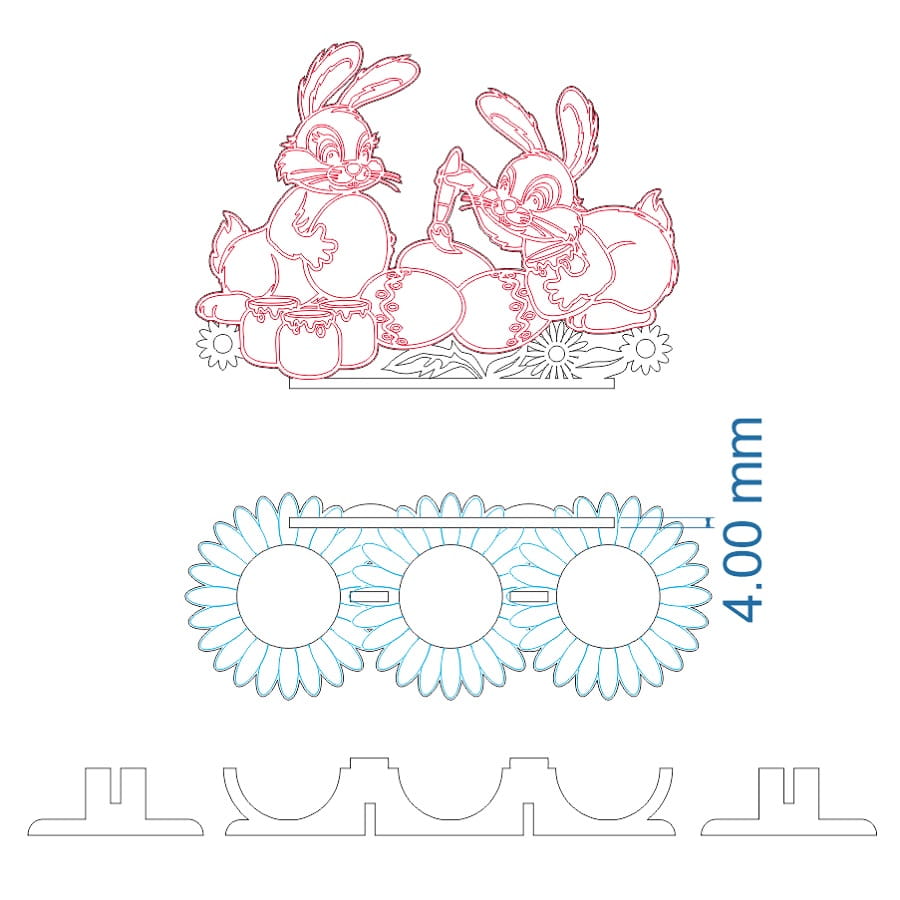 Laser Cut Easter Egg Stand With Bunnies