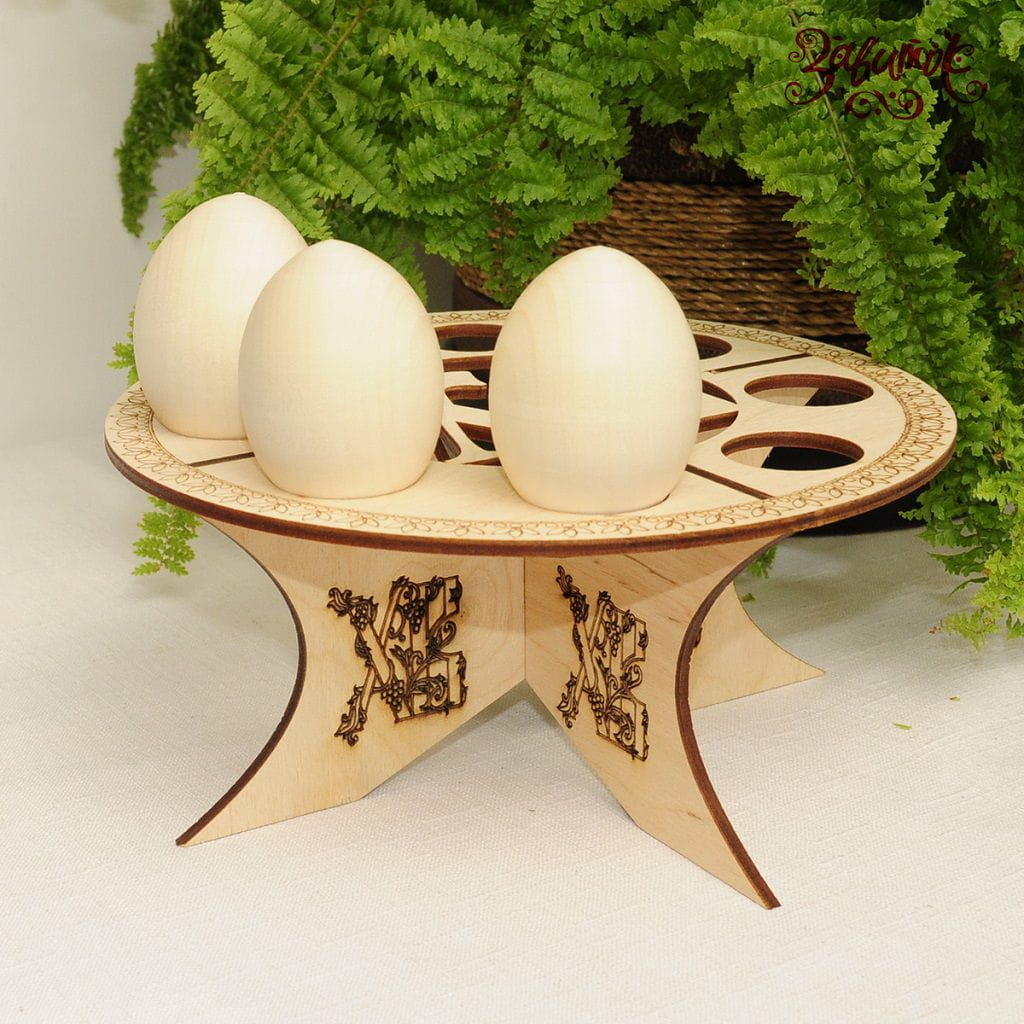 Laser Cut Round Easter Egg Holder Stand