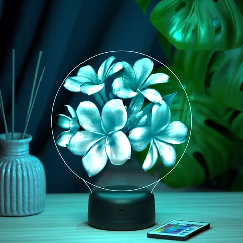 Laser Cut Plumeria Flowers 3D Illusion Lamp