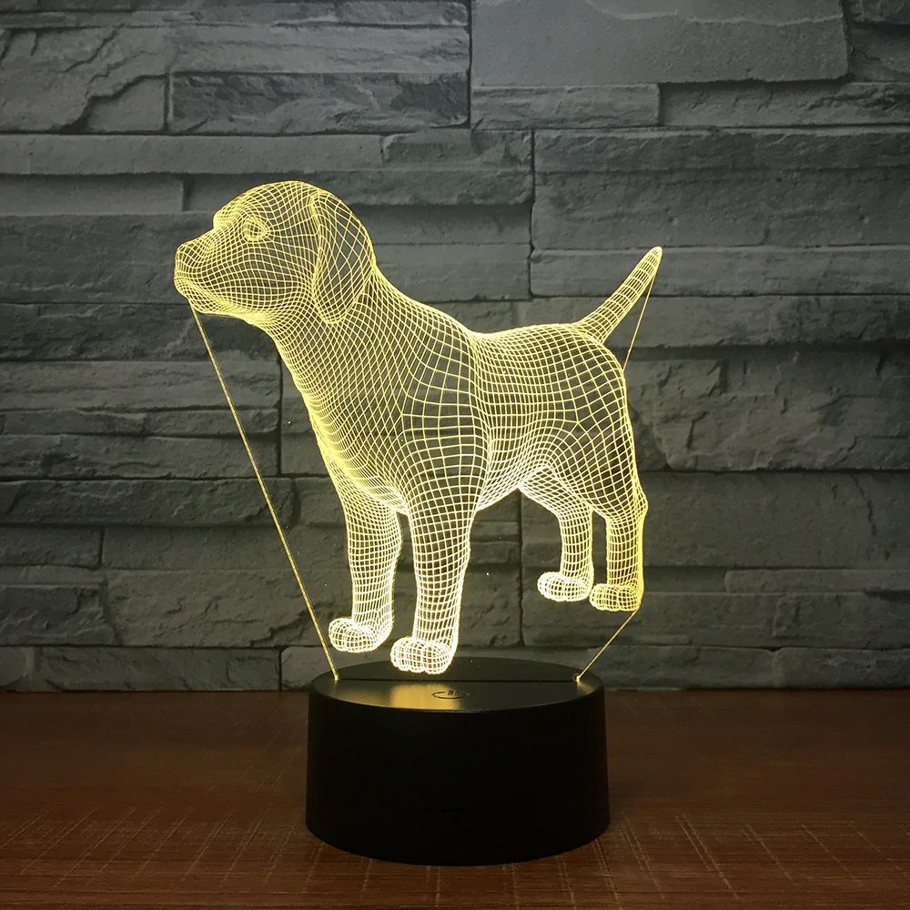 Laser Cut 3D Cute Puppy Dog Table Desk Optical Illusion Lamp