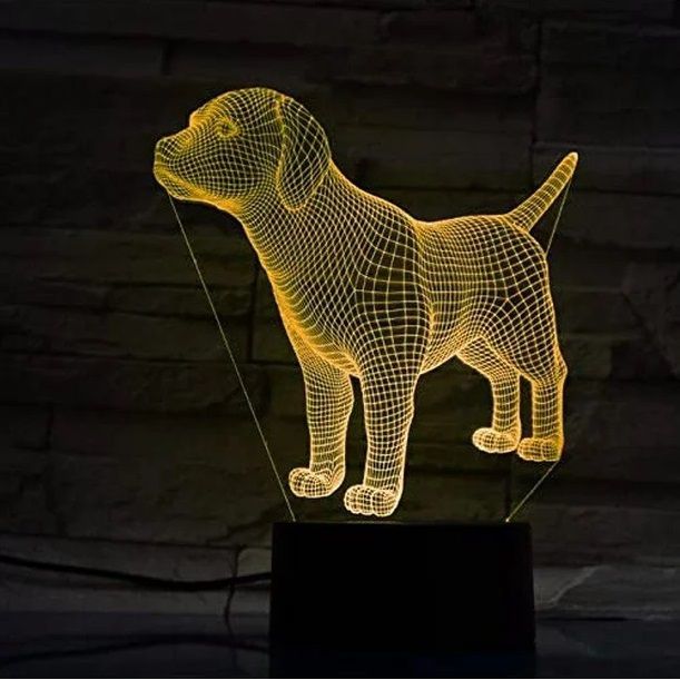 Laser Cut 3D Cute Puppy Dog Table Desk Optical Illusion Lamp