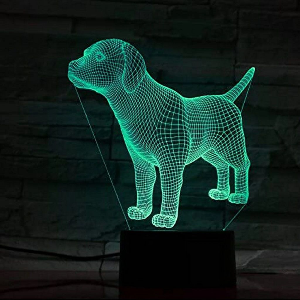 Laser Cut 3D Cute Puppy Dog Table Desk Optical Illusion Lamp