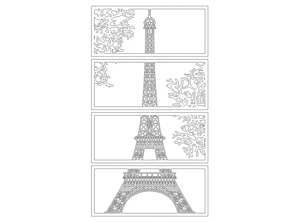 Laser Cut Eiffel Tower Panel Wall Art