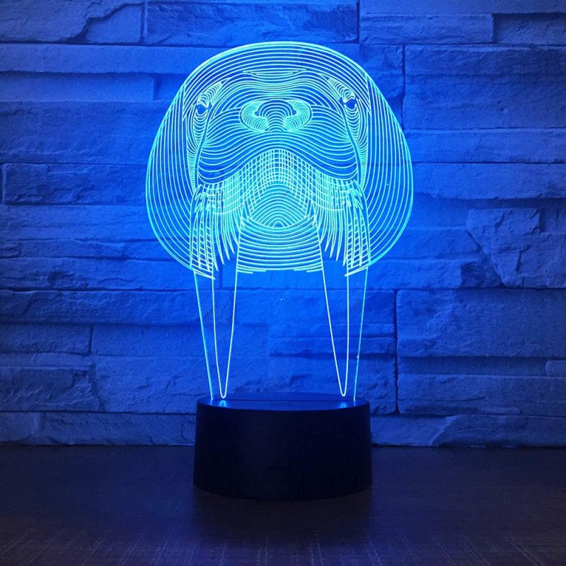 Laser Cut Animal Walrus Shape 3D Optical Illusion Lamp