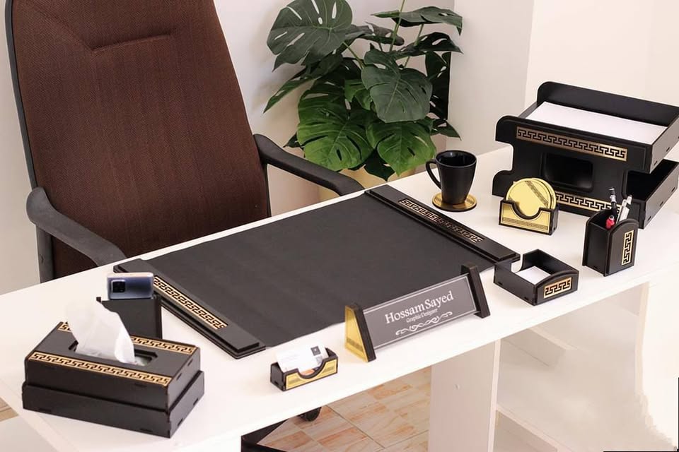 Laser Cut Work Desk Accessories Organizer Set