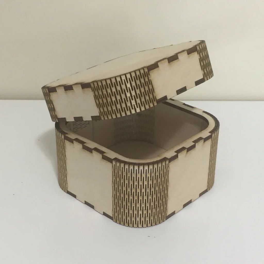 Laser Cut Living Hinge Corner Square Box