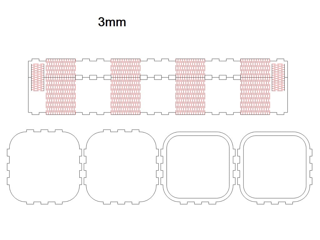 Laser Cut Living Hinge Corner Square Box