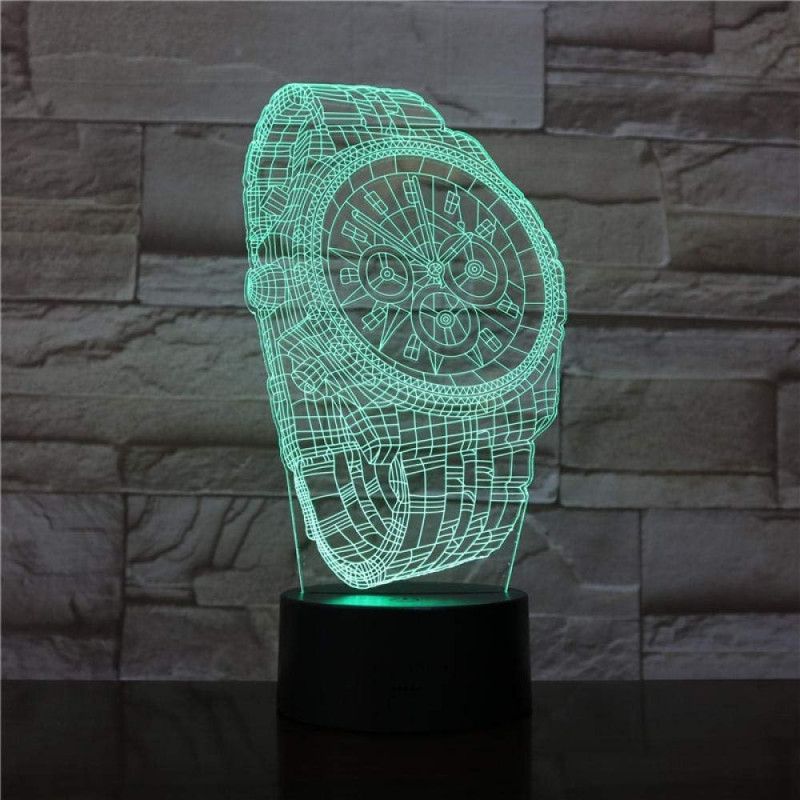 Laser Cut Branded Abstract Wrist Watch 3D Illusion Table Lamp