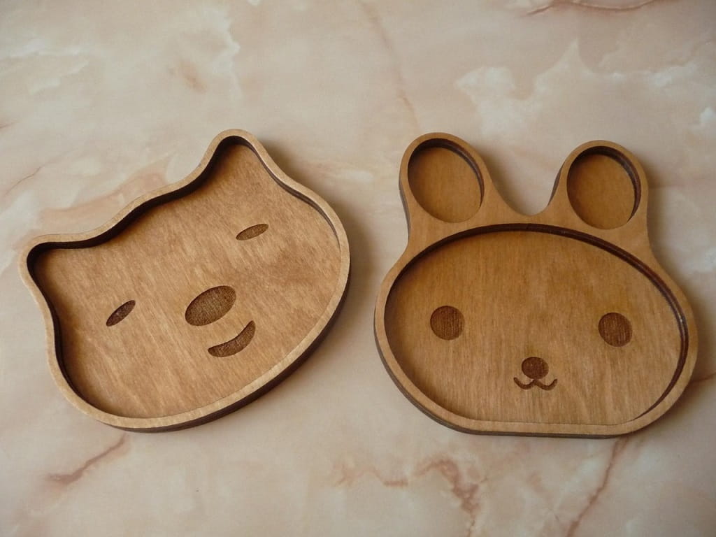Laser Cut Wooden Cute Kids Plates