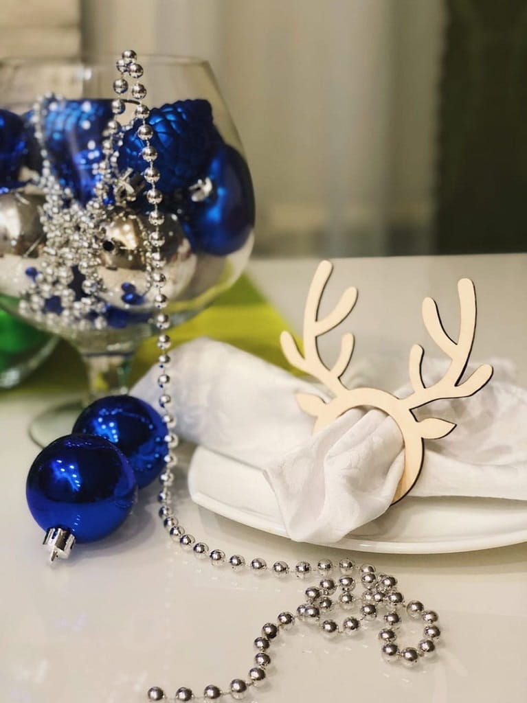 Laser Cut Wooden Reindeer Horns Napkin Ring