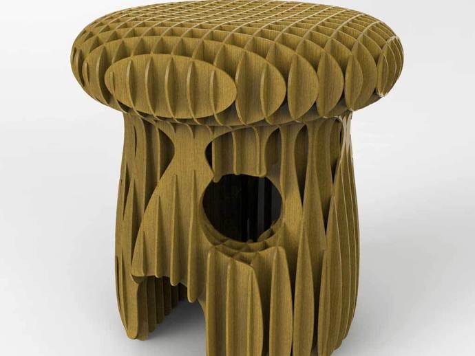Laser Cut Wooden Mushroom Stool