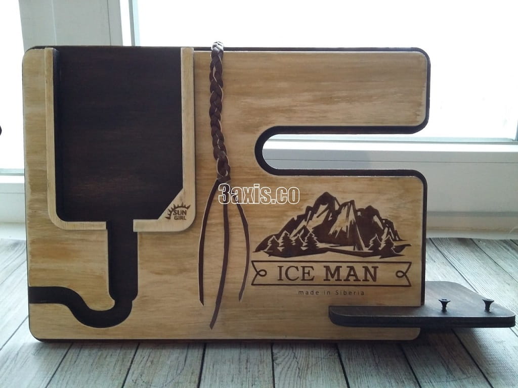 Laser Cut Wooden Mobile Phone Docking Station