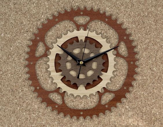 Laser Cut Wooden Gear Wall Clock