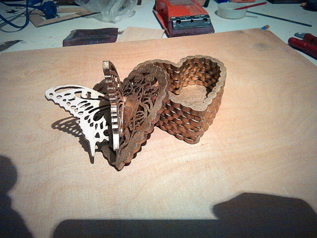 Laser Cut Multi Layered Butterfly Heart Box