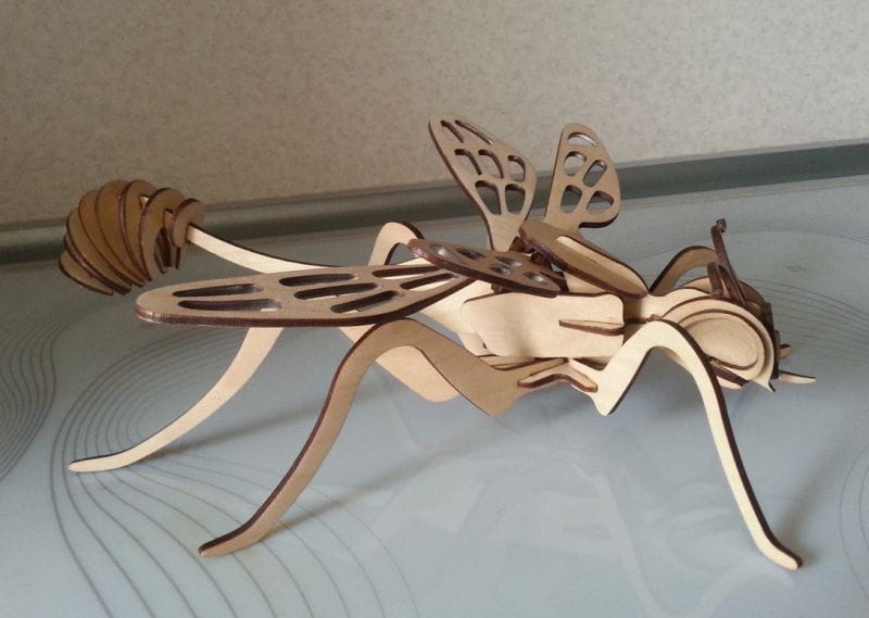 Laser Cut Wasp 3D Puzzle Wood Model