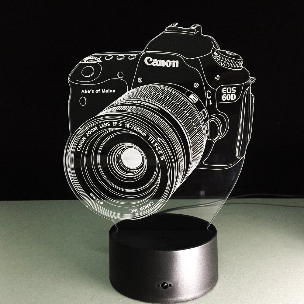 Laser Cut Camera 3D Illusion Acrylic LED Night Lamp