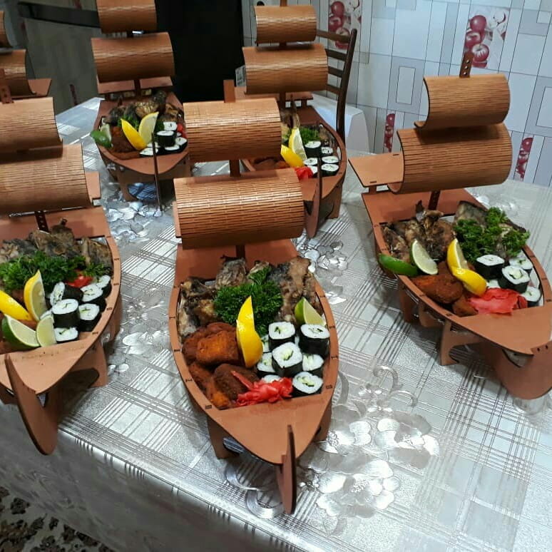 Laser Cut Sushi Boat Serving Tray