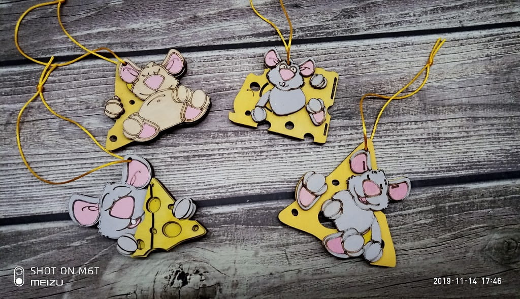 Laser Cut New Year Mouse Hanging Ornaments