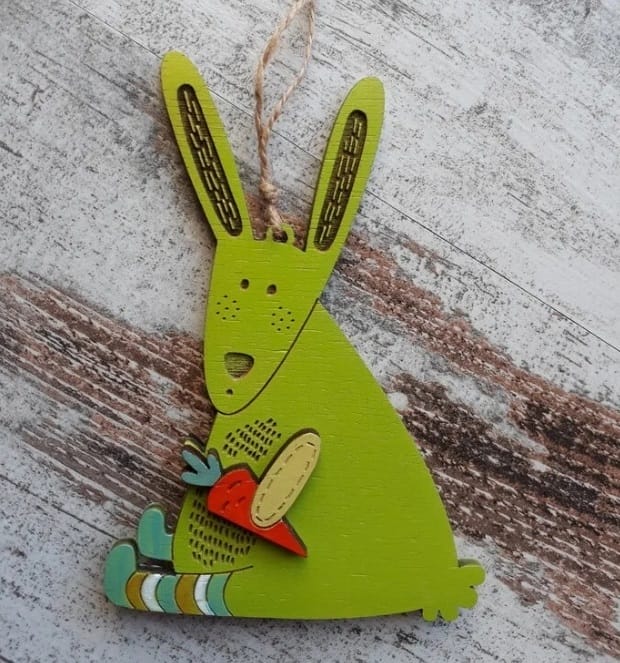 Laser Cut Easter Rabbit Hanging Ornament