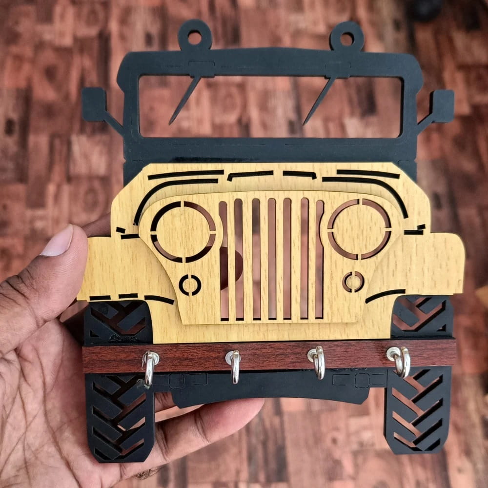 Laser Cut Jeep Wall Key Holder Rack Hanger