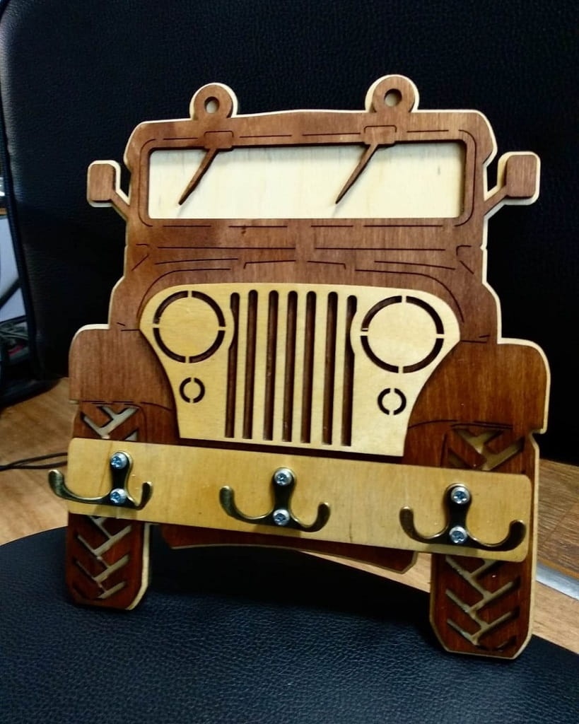Laser Cut Jeep Wall Key Holder Rack Hanger