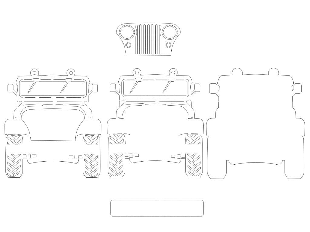 Laser Cut Jeep Wall Key Holder Rack Hanger
