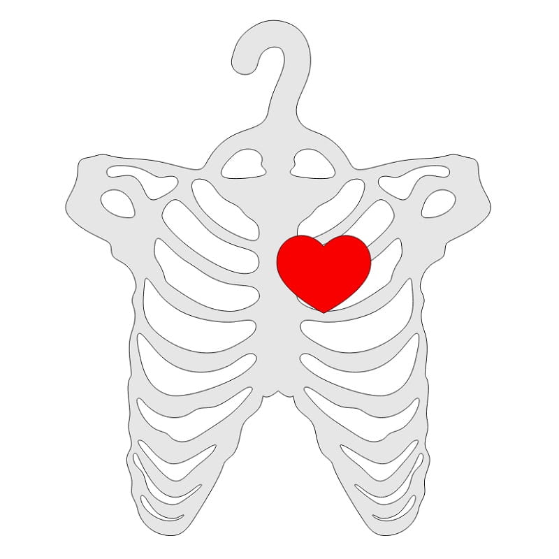 Laser Cut Skeleton Shape Clothes Hanger With Heart