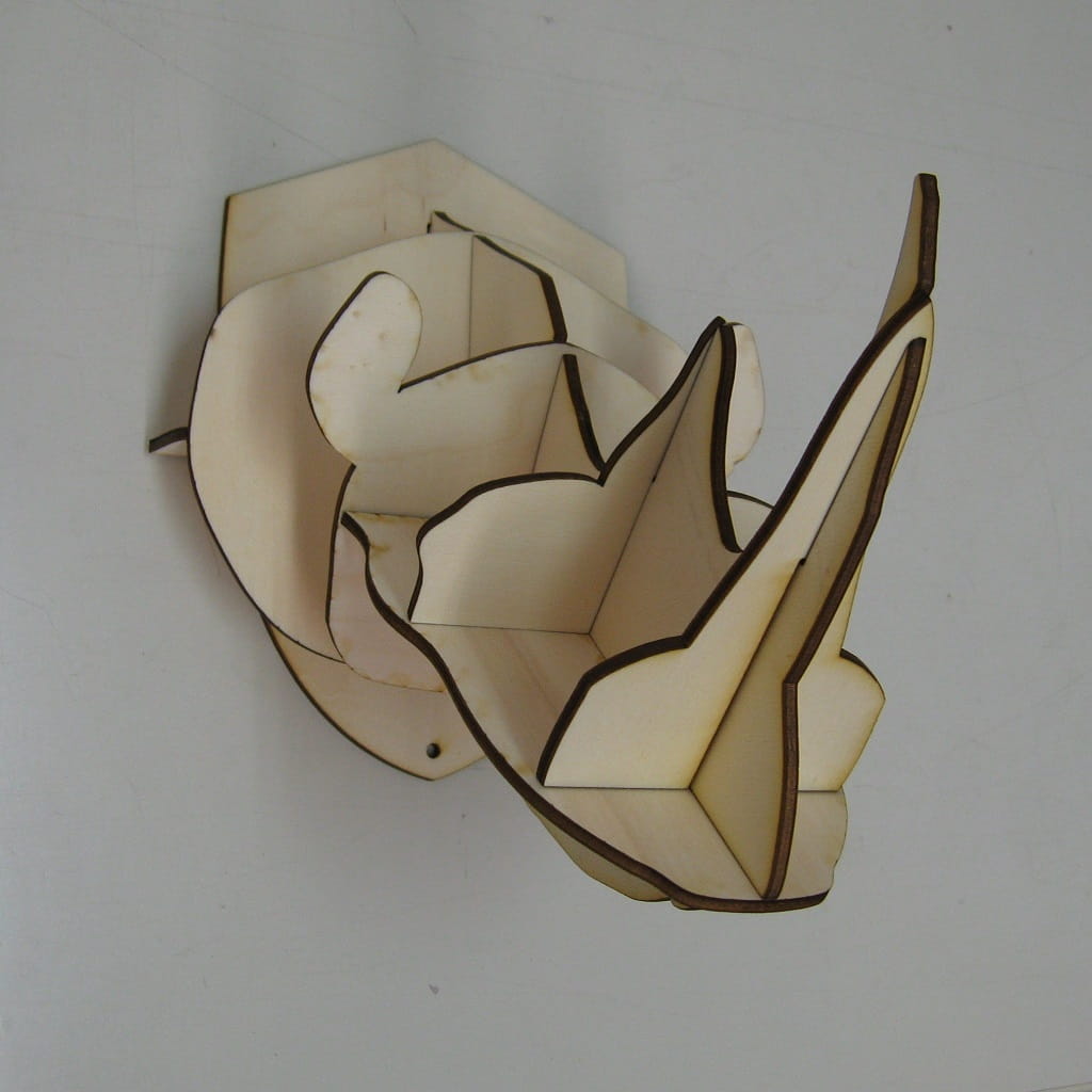 Laser Cut Rhino Head Trophy Wall Decor