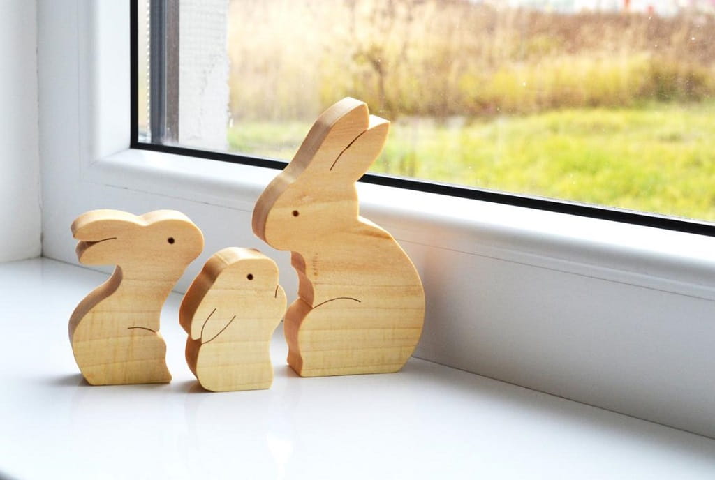 Laser Cut Wooden Bunny Family Puzzle