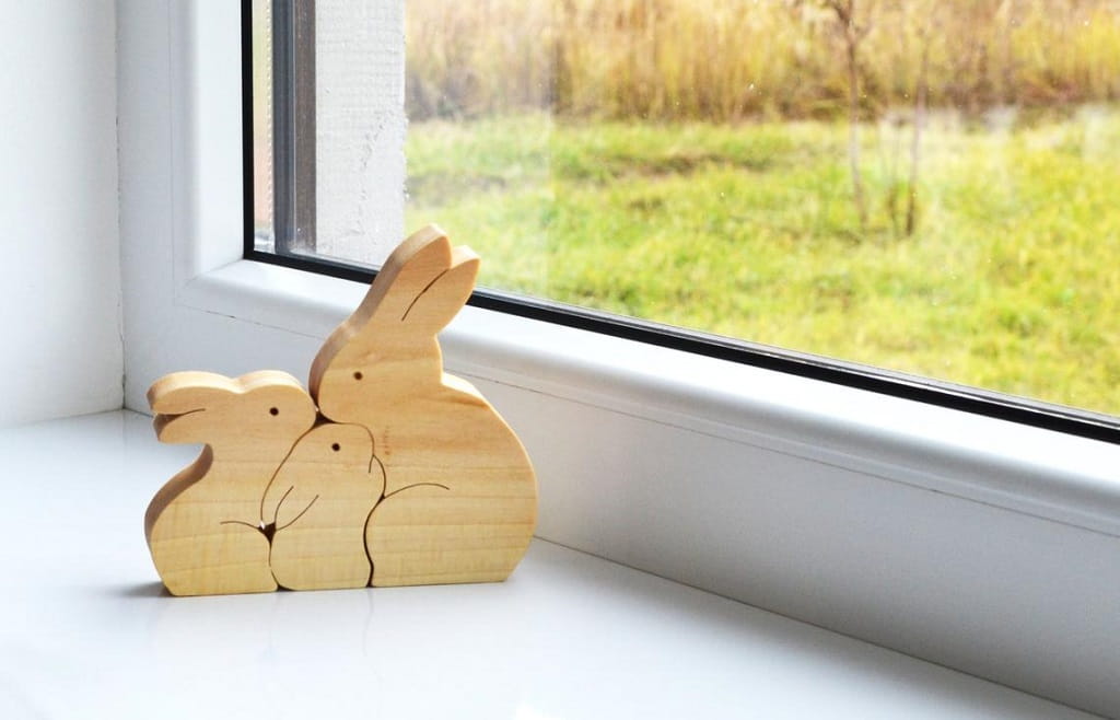 Laser Cut Wooden Bunny Family Puzzle