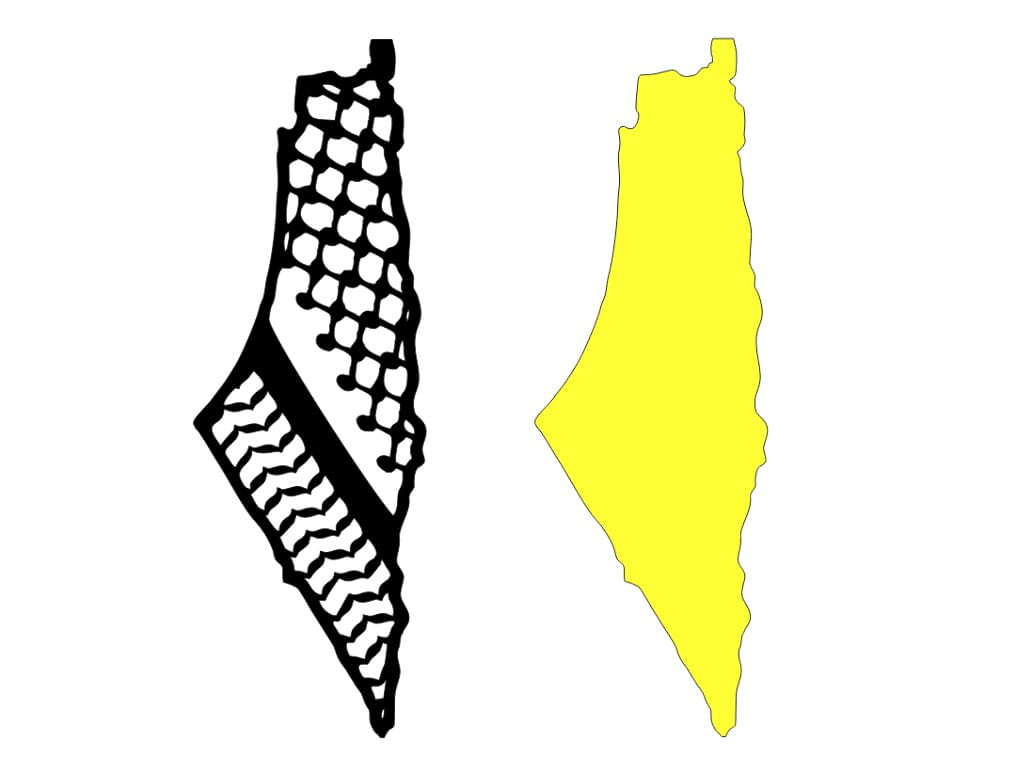 Laser Cut Palestinian Map With Hatta Kufiya Pattern