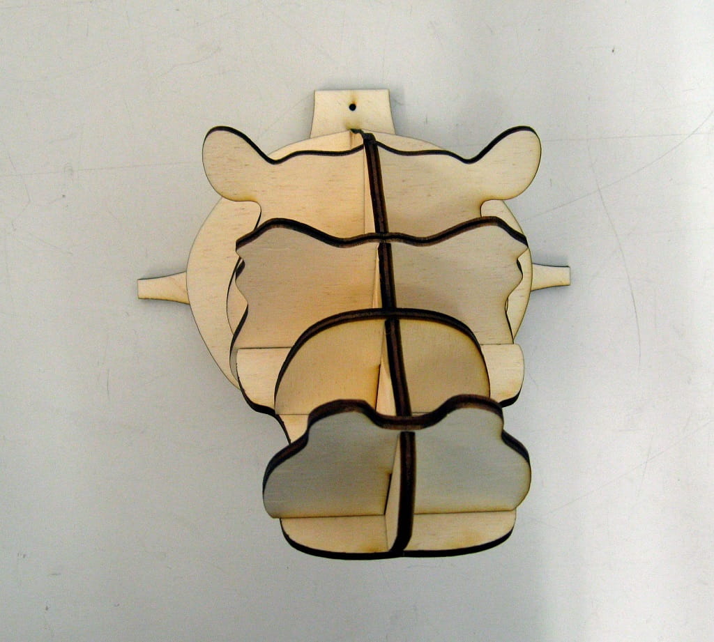 Laser Cut Hippo Head Wall Decor Trophy