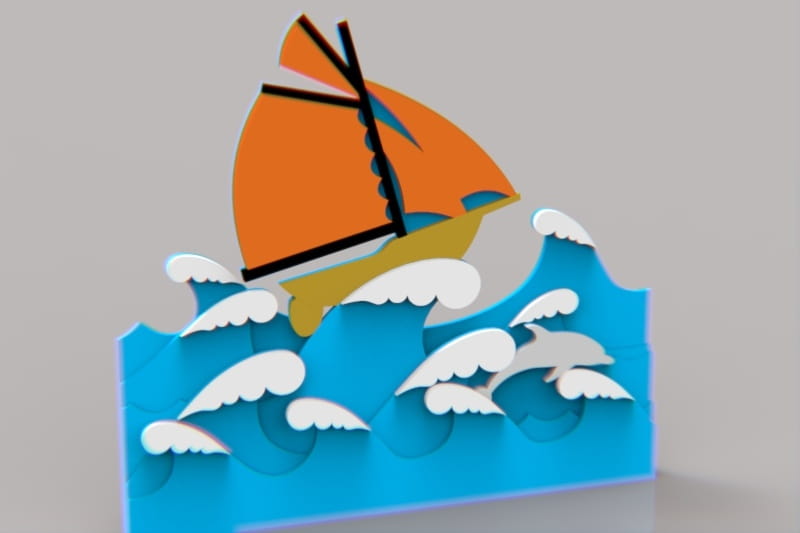 Laser Cut Sailboat Layered Art