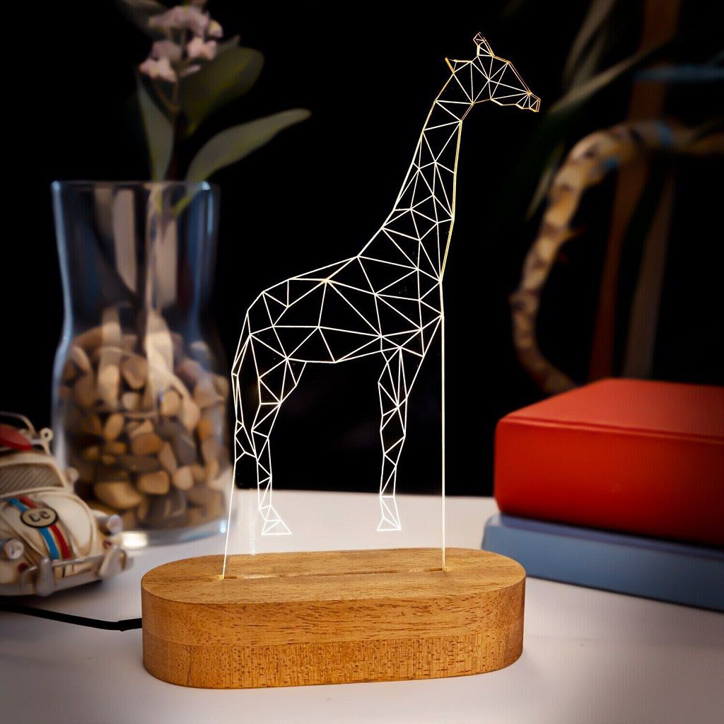 Laser Cut Giraffe Optical Illusion Night Light Lamp