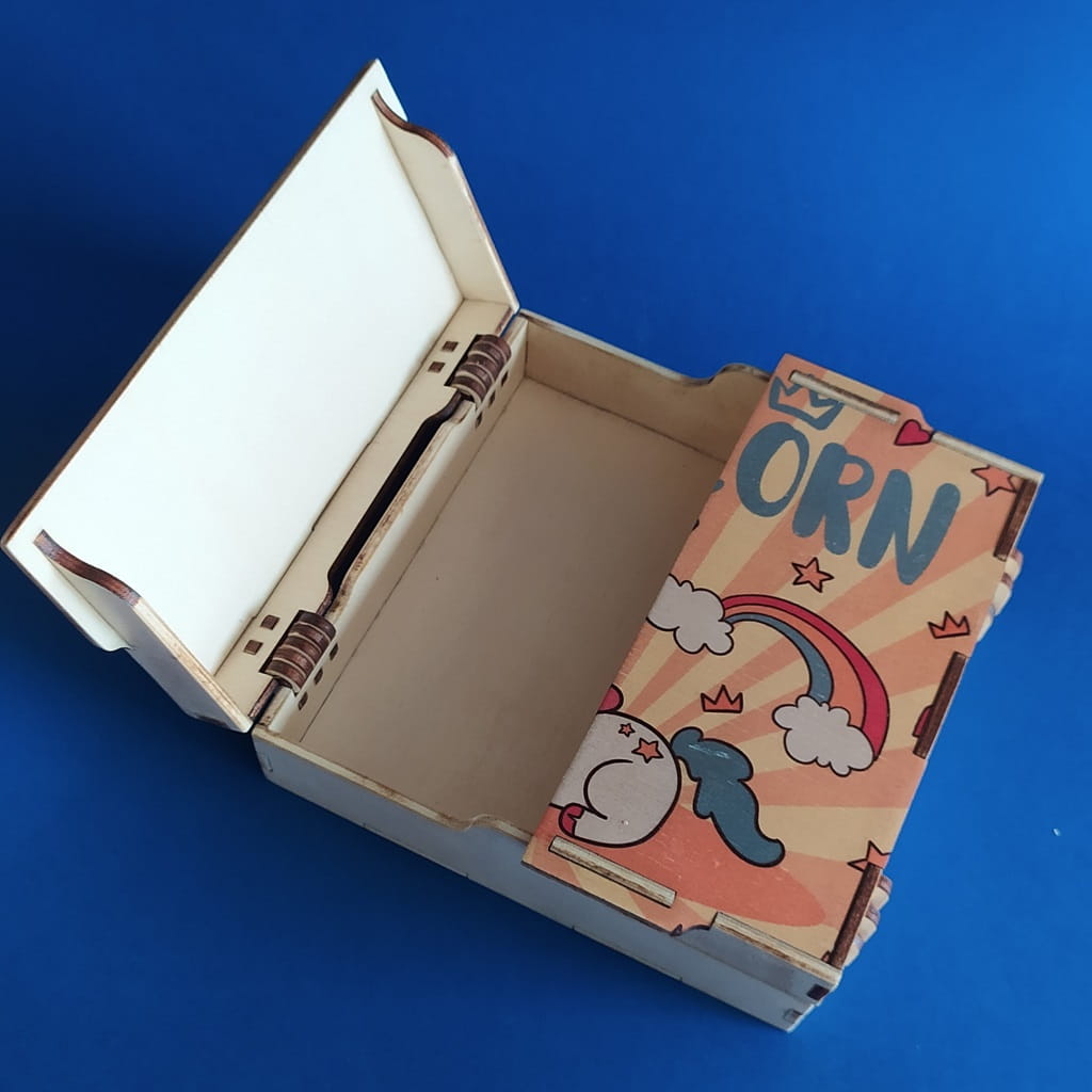 Laser Cut Wooden Box With Double Door Hinged Lid