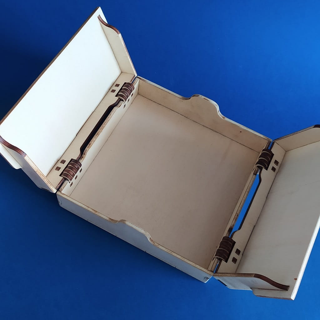 Laser Cut Wooden Box With Double Door Hinged Lid