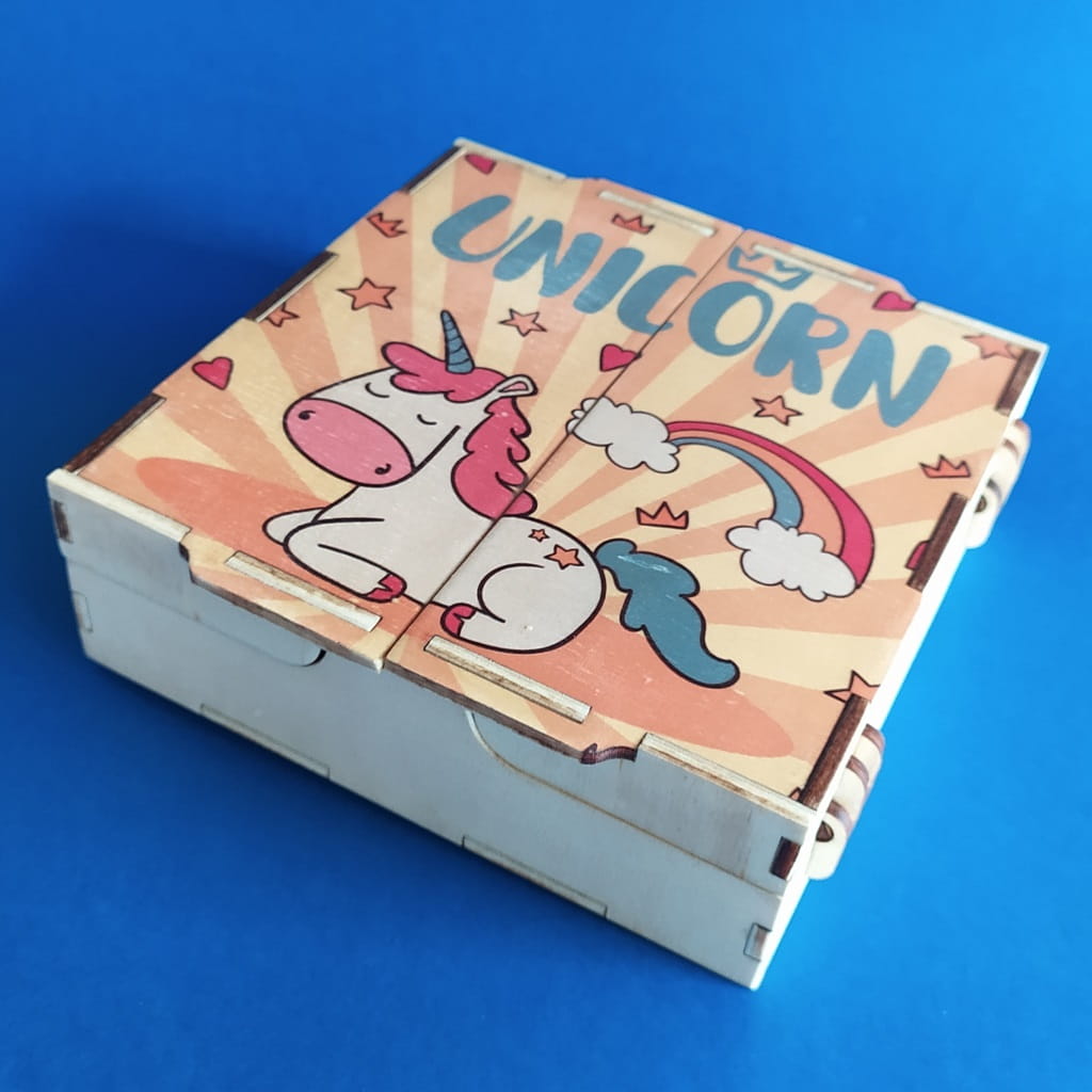 Laser Cut Wooden Box With Double Door Hinged Lid