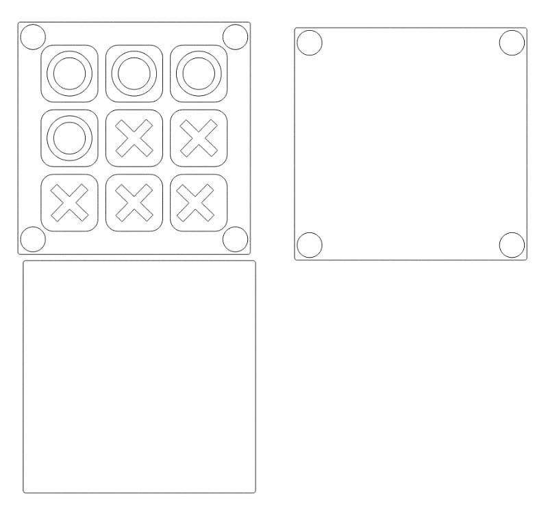 Laser Cut Tic Tac Toe Game Board