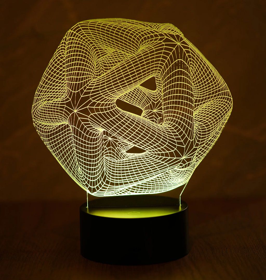 Laser Cut Icosahedron 3D Illusion Lamp Acrylic Night Light