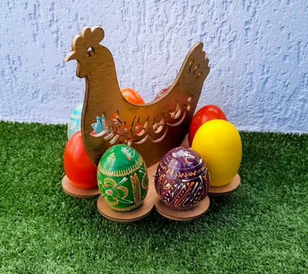 Laser Cut Chicken Easter Egg Holder Stand
