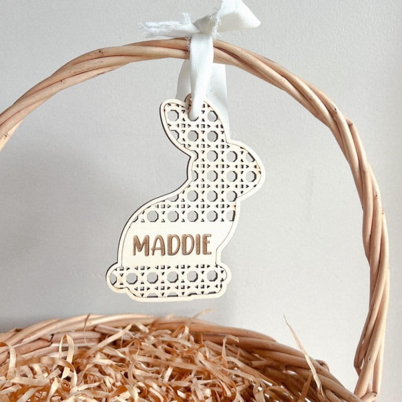 Laser Cut Easter Basket Bunny Name Tag