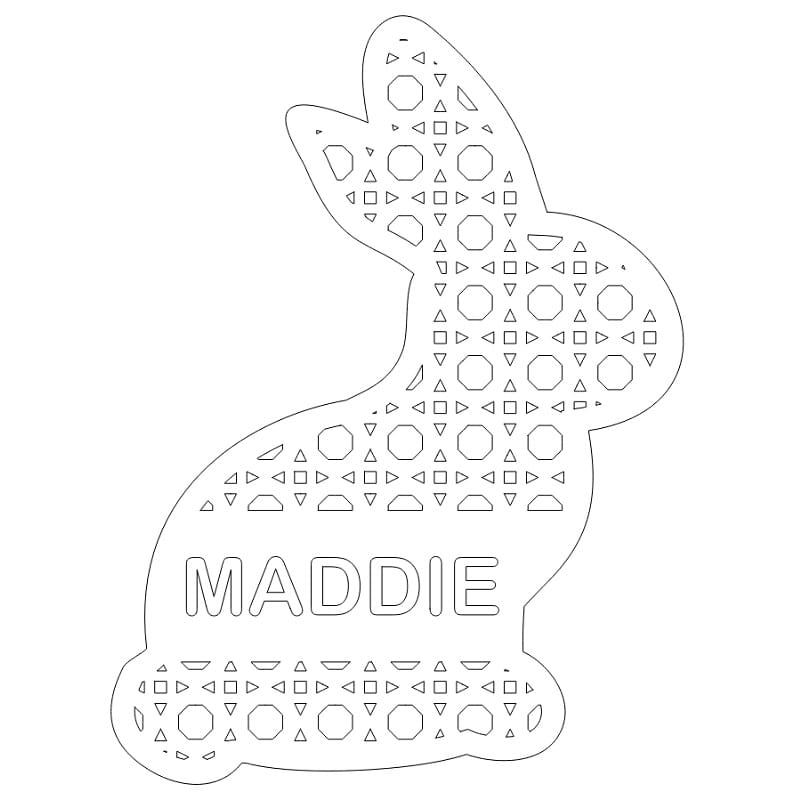 Laser Cut Easter Basket Bunny Name Tag