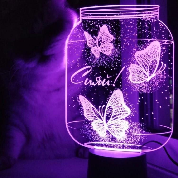 Laser Cut Jar Butterfly 3D Acrylic Night Light