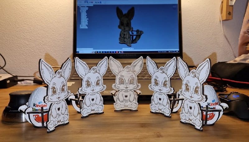 Laser Cut Easter Bunny With Egg Basket