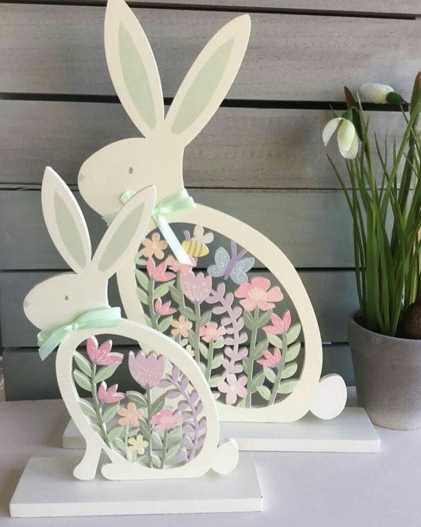 Laser Cut Easter Bunny With Floral Cutout Design