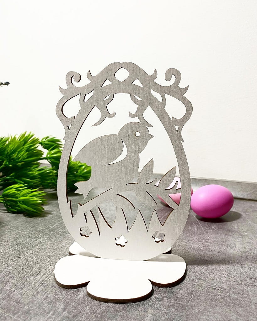 Laser Cut Easter Decor Stand With Bird On Tree Branch