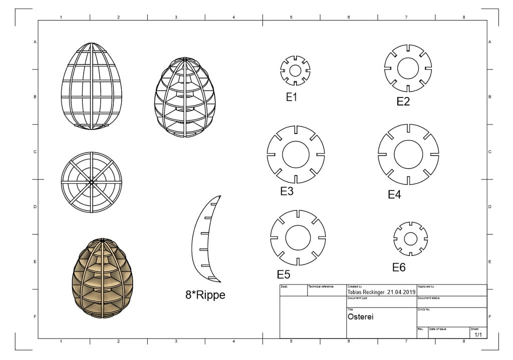 Laser Cut Easter Egg 3D Wood Model