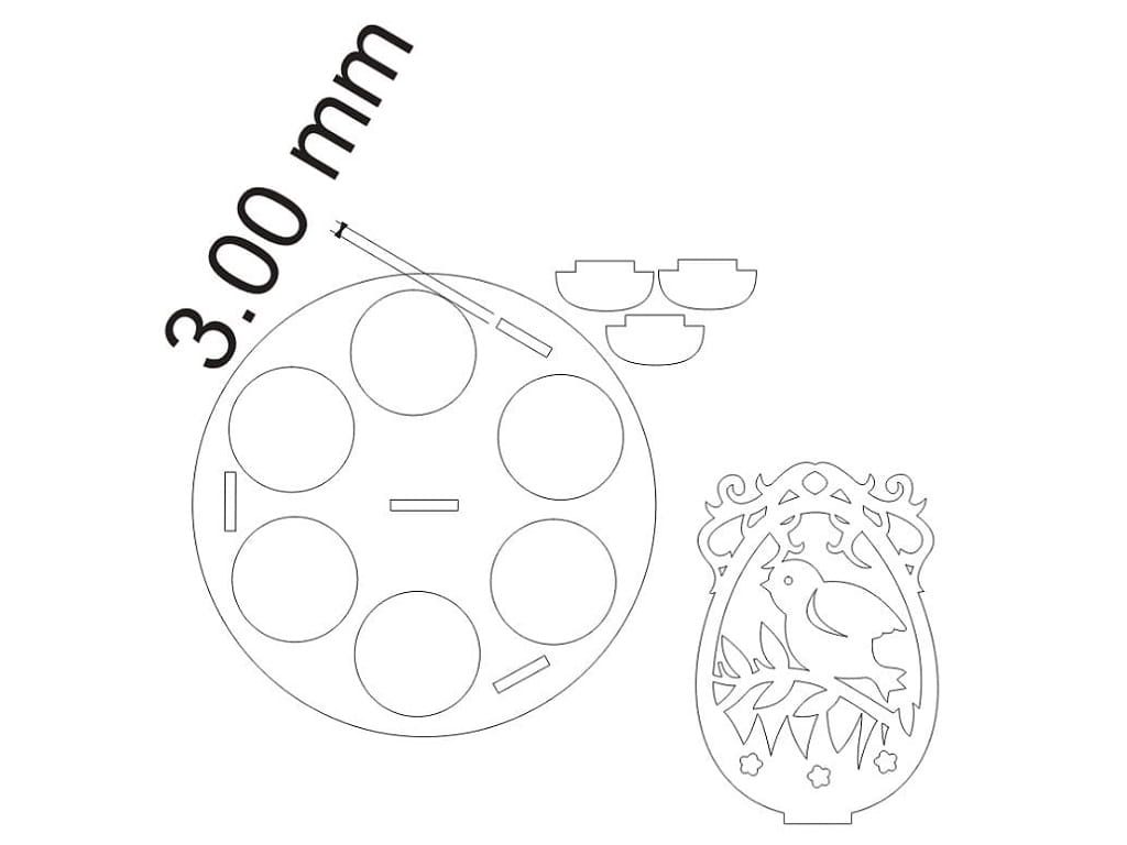 Laser Cut Easter Egg Holder Round Tray Stand